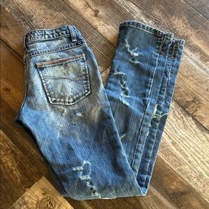 Custom Cruel Girl Blue Straight Leg Jeans Embroidered and Distressed size 3